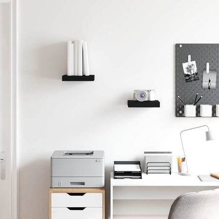 Floating Wall Shelves 2 pcs Black 9.1"x9.3"x1.5" MDF