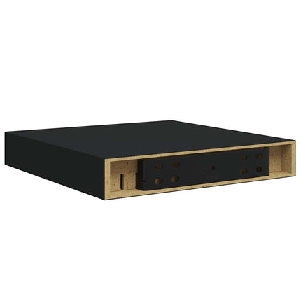 Floating Wall Shelves 2 pcs Black 9.1"x9.3"x1.5" MDF