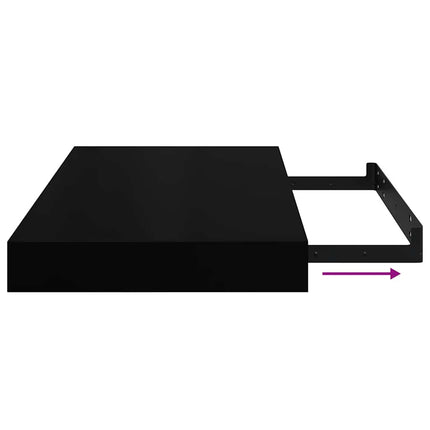 Floating Wall Shelf Black 15.7"x9.1"x1.5" MDF