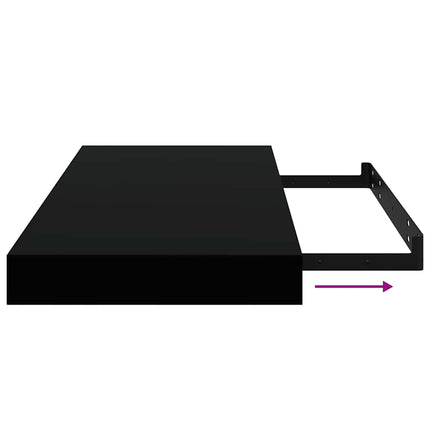Floating Wall Shelf Black 19.7"x9.1"x1.5" MDF