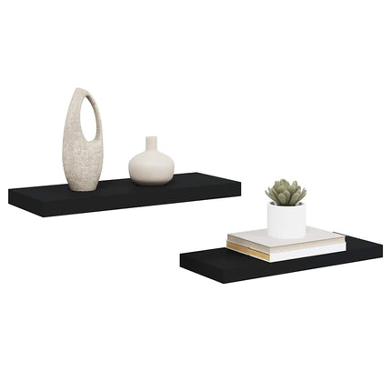 Floating Wall Shelves 2 pcs Black 23.6"x9.3"x1.5" MDF