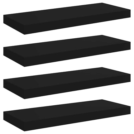 Floating Wall Shelves 4 pcs Black 23.6"x9.3"x1.5" MDF