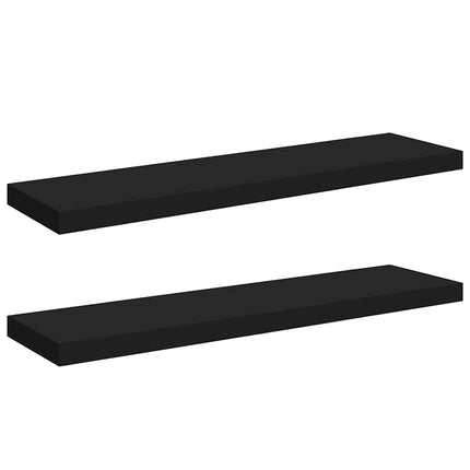 Floating Wall Shelves 2 pcs Black 35.4"x9.3"x1.5" MDF