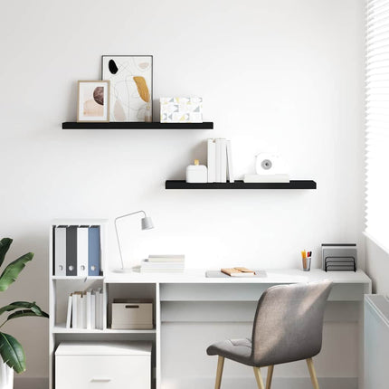 Floating Wall Shelves 2 pcs Black 35.4"x9.3"x1.5" MDF