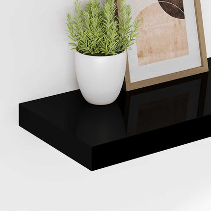 Floating Wall Shelves 2 pcs Black 35.4"x9.3"x1.5" MDF