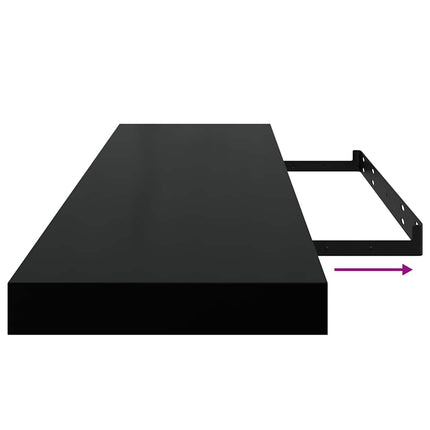 Floating Wall Shelves 2 pcs Black 35.4"x9.3"x1.5" MDF