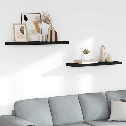 Floating Wall Shelves 2 pcs Black 35.4"x9.3"x1.5" MDF
