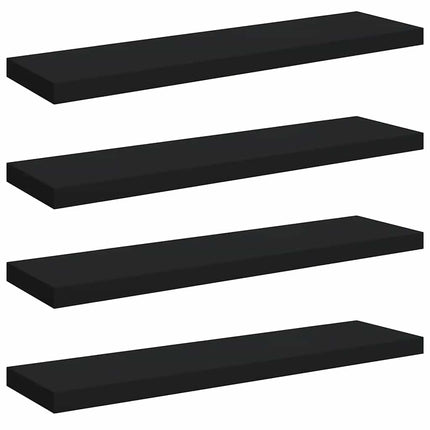 Floating Wall Shelves 4 pcs Black 35.4"x9.3"x1.5" MDF