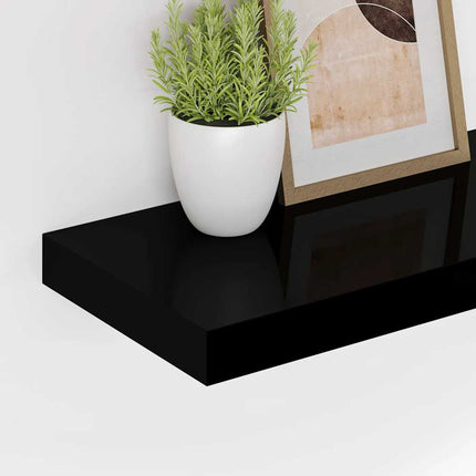 Floating Wall Shelves 4 pcs Black 35.4"x9.3"x1.5" MDF