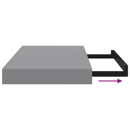 Floating Wall Shelf Gray 15.7"x9.1"x1.5" MDF