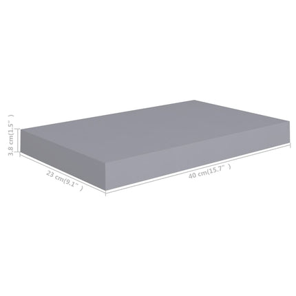 Floating Wall Shelves 2 pcs Gray 15.7"x9.1"x1.5" MDF