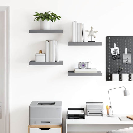 Floating Wall Shelves 4 pcs Gray 15.7"x9.1"x1.5" MDF