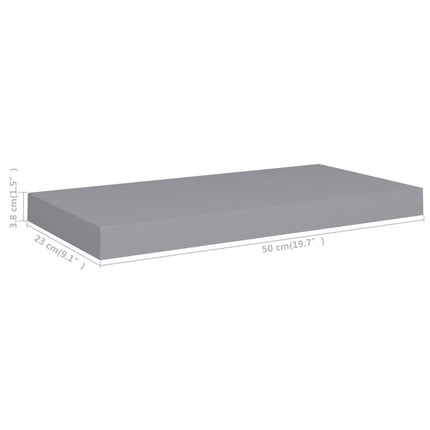Floating Wall Shelf Gray 19.7"x9.1"x1.5" MDF