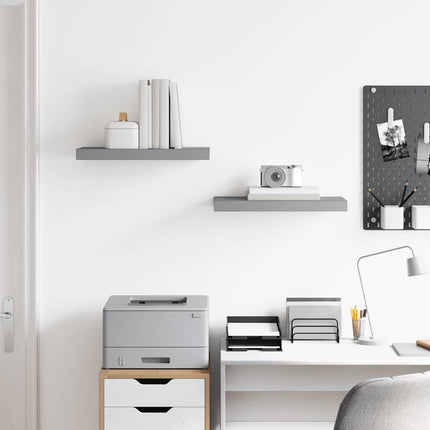 Floating Wall Shelves 2 pcs Gray 19.7"x9.1"x1.5" MDF