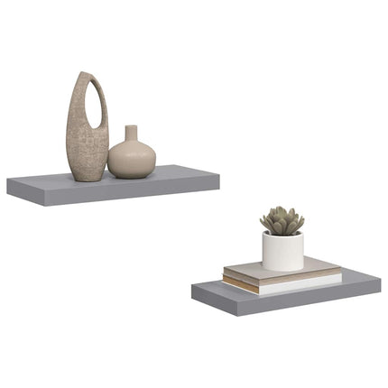 Floating Wall Shelves 2 pcs Gray 19.7"x9.1"x1.5" MDF
