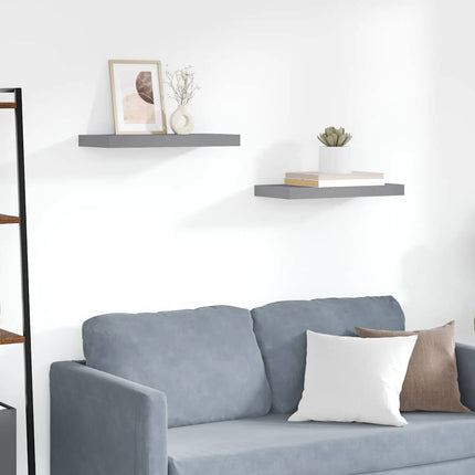 Floating Wall Shelves 2 pcs Gray 19.7"x9.1"x1.5" MDF