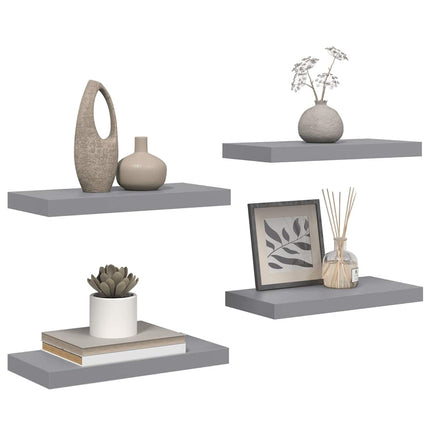 Floating Wall Shelves 4 pcs Gray 19.7"x9.1"x1.5" MDF