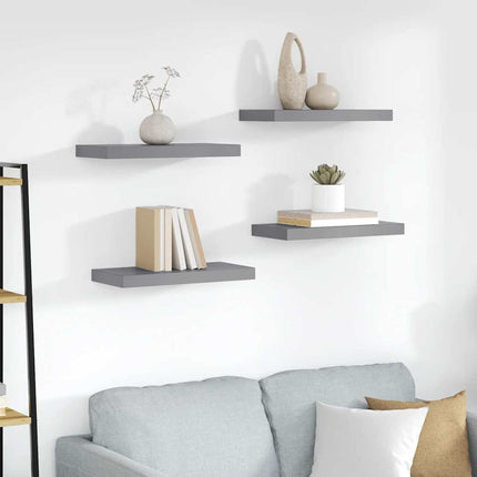 Floating Wall Shelves 4 pcs Gray 19.7"x9.1"x1.5" MDF