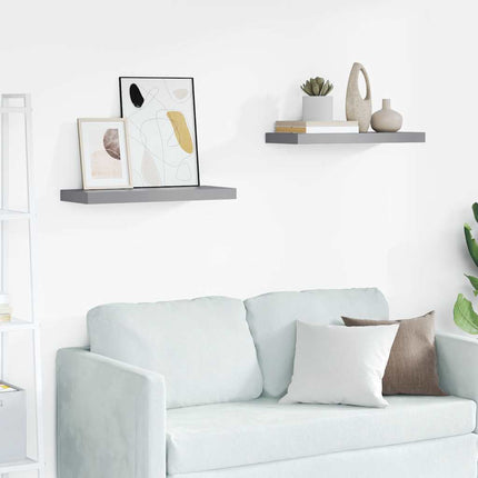 Floating Wall Shelves 2 pcs Gray 23.6"x9.3"x1.5" MDF
