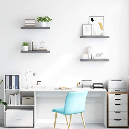 Floating Wall Shelves 4 pcs Gray 23.6"x9.3"x1.5" MDF