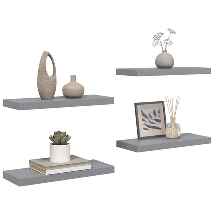 Floating Wall Shelves 4 pcs Gray 23.6"x9.3"x1.5" MDF
