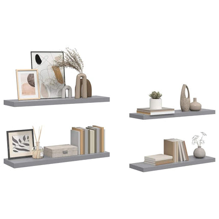Floating Wall Shelves 4 pcs Gray 35.4"x9.3"x1.5" MDF