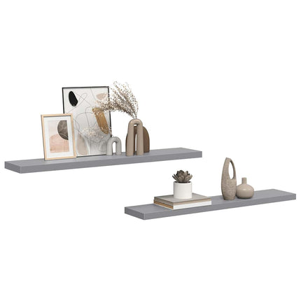 Floating Wall Shelves 2 pcs Gray 47.2"x9.3"x1.5" MDF