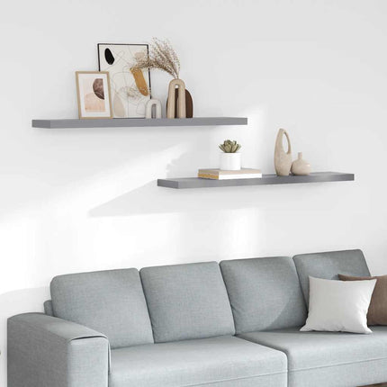 Floating Wall Shelves 2 pcs Gray 47.2"x9.3"x1.5" MDF