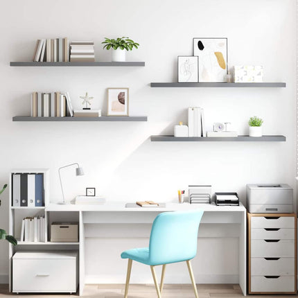 Floating Wall Shelves 4 pcs Gray 47.2"x9.3"x1.5" MDF