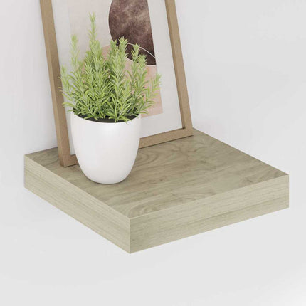 Floating Wall Shelves 2 pcs Oak 9.1"x9.3"x1.5" MDF