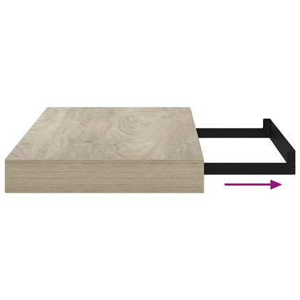 Floating Wall Shelf Oak 15.7"x9.1"x1.5" MDF