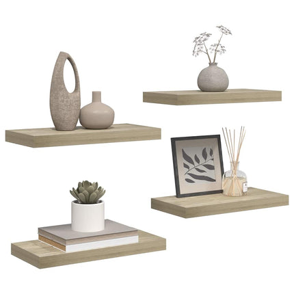 Floating Wall Shelves 4 pcs Oak 19.7"x9.1"x1.5" MDF