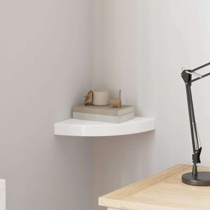 Floating Corner Shelf High Gloss White 9.8x9.8x1.5" MDF