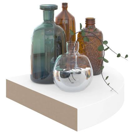 Floating Corner Shelf High Gloss White 9.8x9.8x1.5" MDF