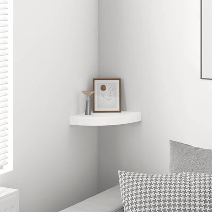 Floating Corner Shelf High Gloss White 9.8x9.8x1.5" MDF