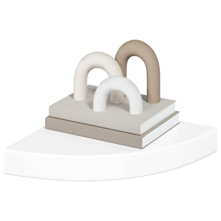 Floating Corner Shelves 2 pcs High Gloss White 9.8x9.8x1.5" MDF