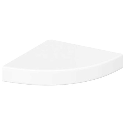Floating Corner Shelves 2 pcs High Gloss White 9.8x9.8x1.5" MDF
