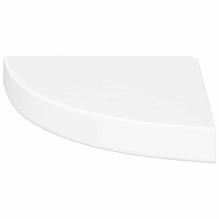 Floating Corner Shelves 2 pcs High Gloss White 9.8x9.8x1.5" MDF