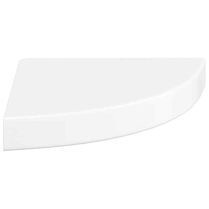 Floating Corner Shelves 2 pcs High Gloss White 9.8x9.8x1.5" MDF
