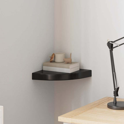 Floating Corner Shelf High Gloss Black 9.8"x9.8"x1.5" MDF