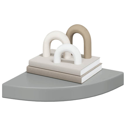 Floating Corner Shelf High Gloss Gray 9.8"x9.8"x1.5" MDF