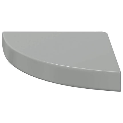 Floating Corner Shelf High Gloss Gray 9.8"x9.8"x1.5" MDF