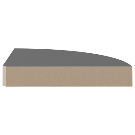Floating Corner Shelves 2 pcs High Gloss Gray 9.8"x9.8"x1.5" MDF