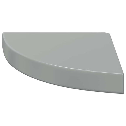 Floating Corner Shelves 2 pcs High Gloss Gray 9.8"x9.8"x1.5" MDF