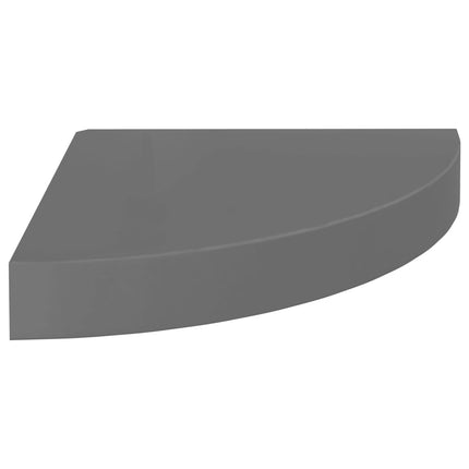 Floating Corner Shelves 4 pcs High Gloss Gray 9.8"x9.8"x1.5" MDF