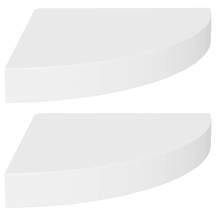 Floating Corner Shelves 2 pcs White 9.8"x9.8"x1.5" MDF