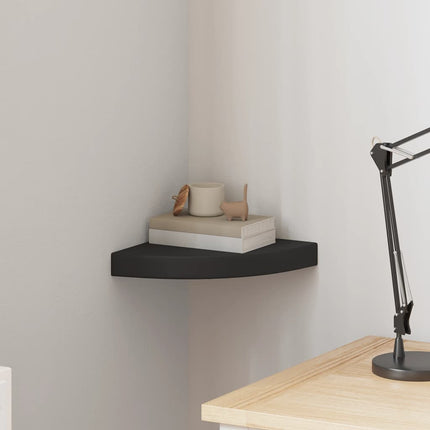 Floating Corner Shelf Black 9.8"x9.8"x1.5" MDF