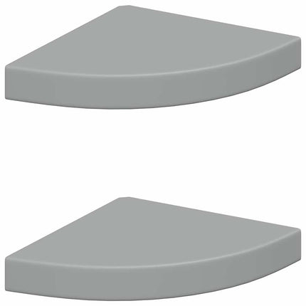 Floating Corner Shelves 2 pcs Gray 9.8"x9.8"x1.5" MDF