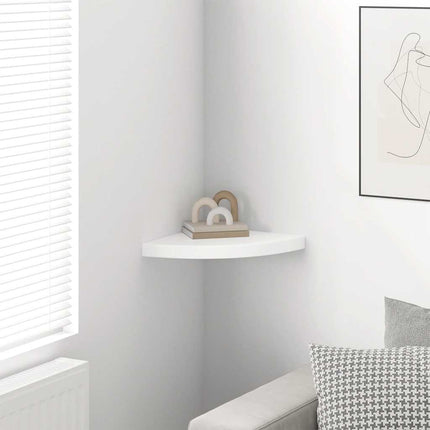 Floating Corner Shelf High Gloss White 13.8"x13.8"x1.5" MDF