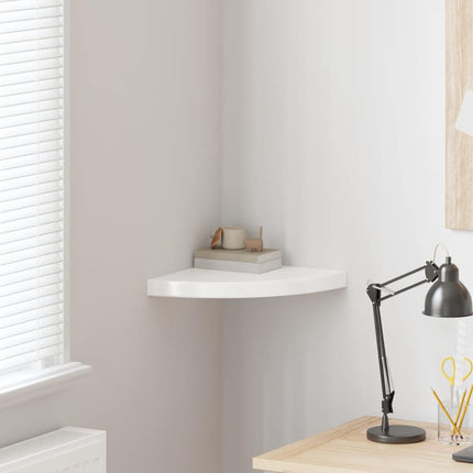 Floating Corner Shelf High Gloss White 13.8"x13.8"x1.5" MDF